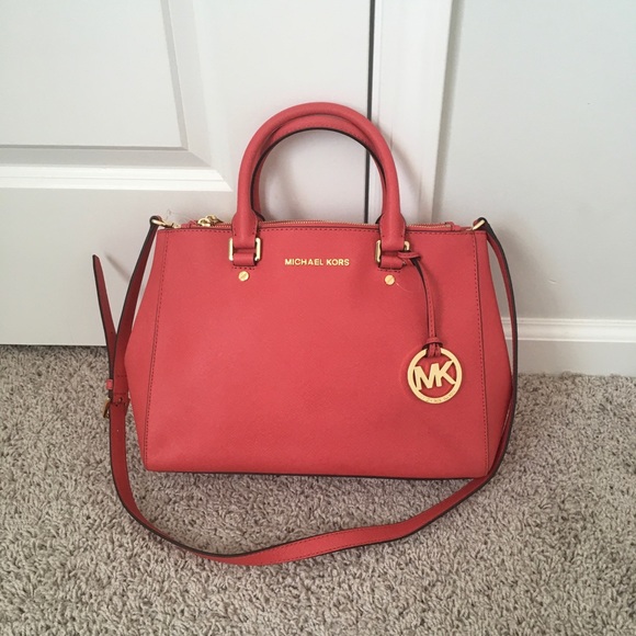 NWT Michael Kors Medium Sutton Satchel Watermelon - Picture 1 of 5